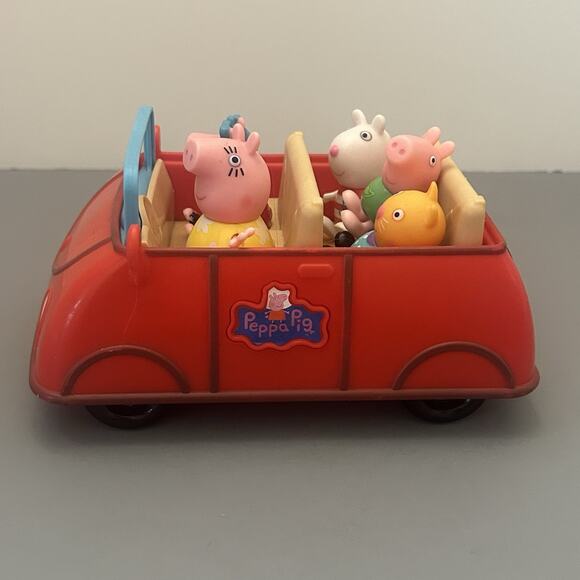 Peppa Pig Red Car Jazzwares Family Convertible and 5 Figures 2003 Toy NO SOUND - Picture 2 of 9